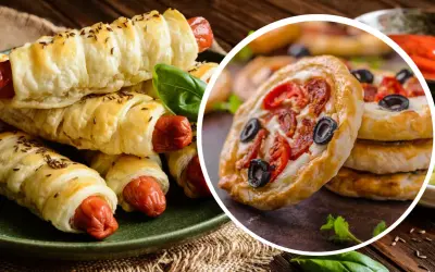 Parówki w cieście francuskim i mini pizze. Świetne pomysły, co zrobić z ciasta francuskiego na szybką przekąskę.