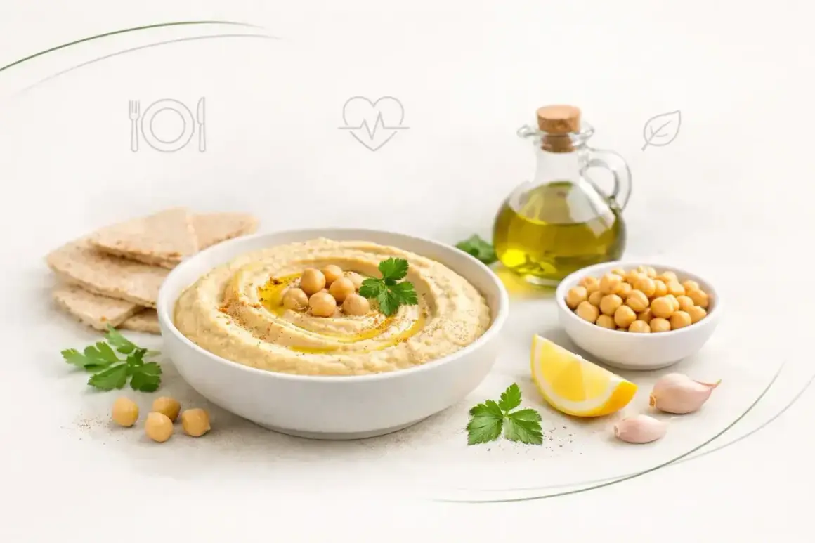 Pyszne, kremowe hummus z ciecierzycą, oliwą, cytryną i czosnkiem. Idealna przekąska, która pokazuje, co to jest hummus.